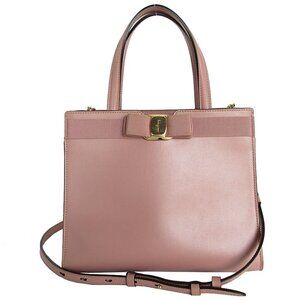 SALVATORE FERRAGAMO Beige Leather Shoulder Bag